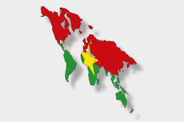 bir harita dünya fl ile 3D izometrik bayrağı çizimi