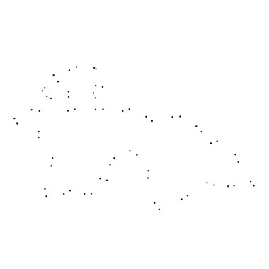 Ülke sayısı beyaz arka plan üzerinde izole anahat noktalı