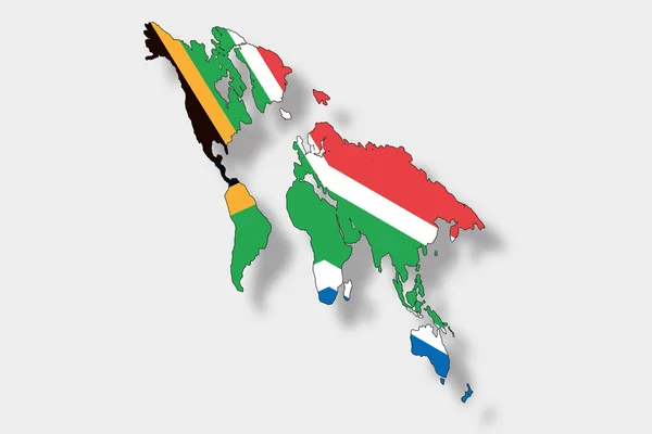 3d isometrische Flagge Illustration einer Weltkarte mit dem fl — Stockfoto