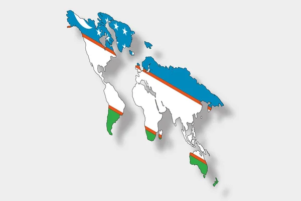 3D izometryczny flaga ilustracja mapa świata z fl — Zdjęcie stockowe