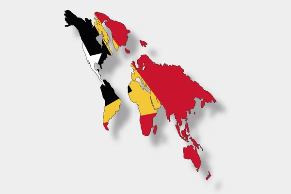3D Isometrisk flagga Illustration av en kartlägga av världen med fl — Stockfoto