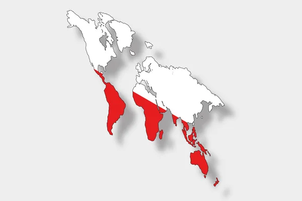 3D izometryczny flaga ilustracja mapa świata z fl — Zdjęcie stockowe