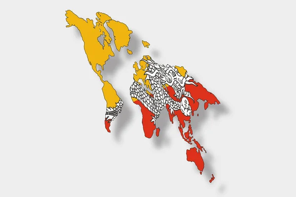 3D Isomric Flag Illustrazione di una mappa del mondo con il fl — Foto Stock