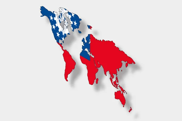 Bandera Isométrica 3D Ilustración de un mapa del mundo con el fl — Foto de Stock