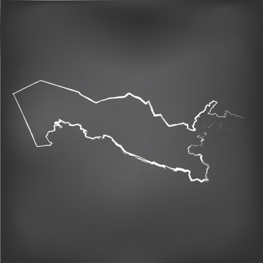 Özbekistan'ın tebeşir tahtası chalked harita