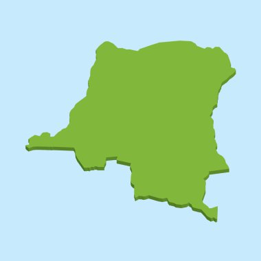 3D harita üzerinde mavi su arka planını Demrepubliccongo