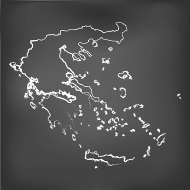 Chalked harita Yunanistan tebeşir tahtası