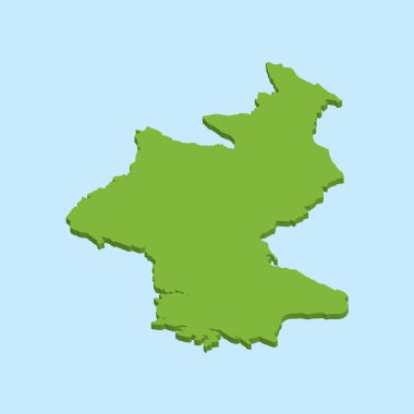 3D harita üzerinde mavi su arka planını Northkorea