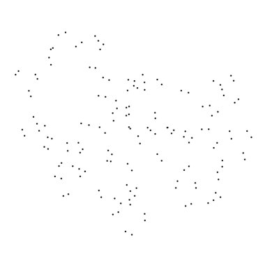 Ülke sayısı beyaz arka plan üzerinde izole anahat noktalı