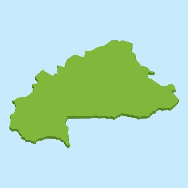 3D harita üzerinde mavi su arka planını Burkinafaso