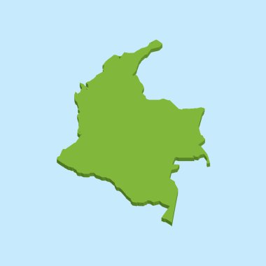 3D harita üzerinde mavi su arka plan Kolombiya