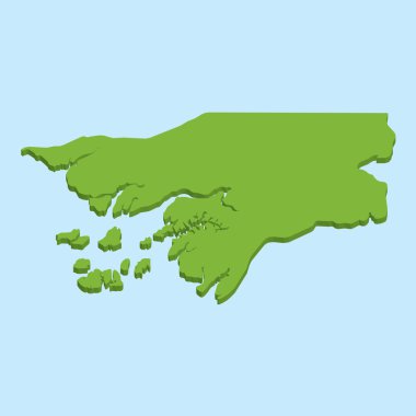 3D harita üzerinde mavi su arka planını Guineabissau