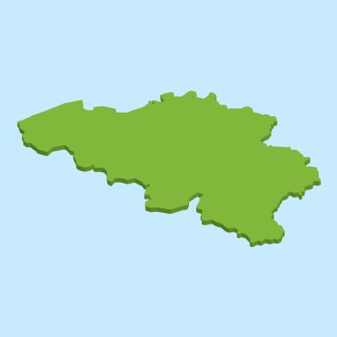 3D harita Belçika mavi su arka plan üzerinde