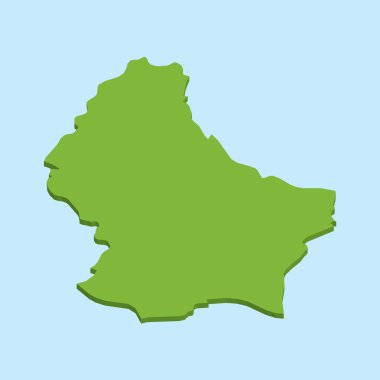 3D harita Lüksemburg mavi su arka plan üzerinde