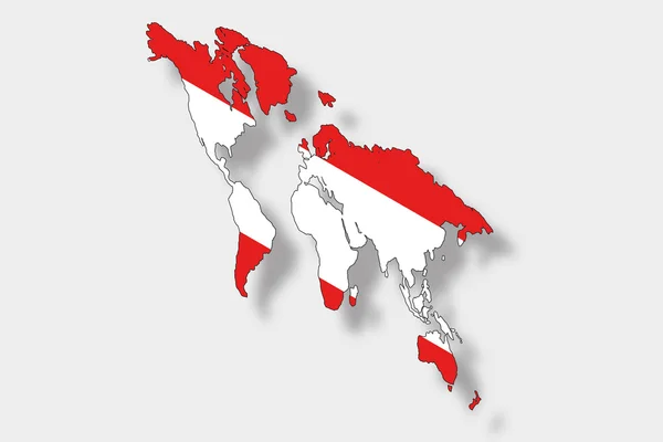 3D Isomric Flag Illustrazione di una mappa del mondo con il fl — Foto Stock