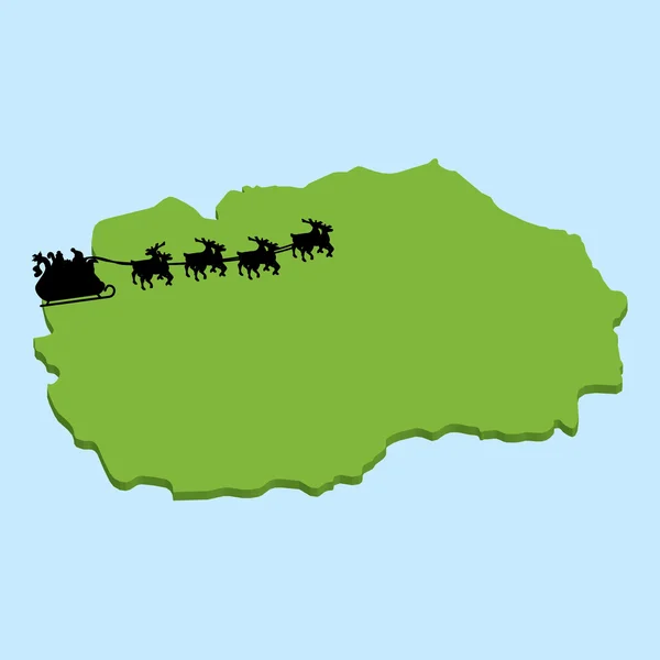3D-Karte auf blauem Wasser mit Weihnachtsmann-Hintergrund von Mazedonien — Stockfoto