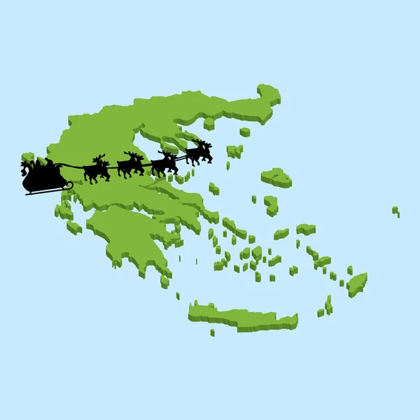 3D map on blue water with Santa background of  Greece — Stock Photo, Image