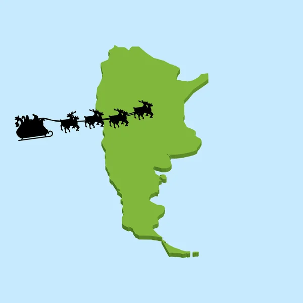 Carte 3D sur l'eau bleue avec le fond Santa de l'Argentine — Photo