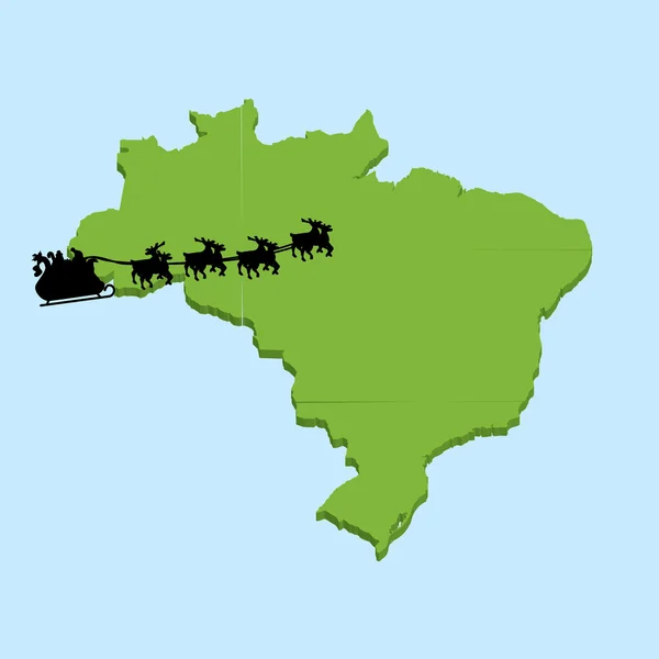 3D harita üzerinde Santa arka plan Brezilya ile mavi su — Stok fotoğraf