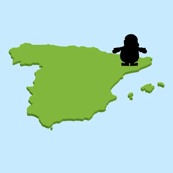3D χάρτη στην γαλάζια νερά με Santa υπόβαθρο της Ισπανίας — Φωτογραφία Αρχείου