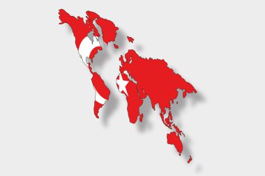 bir harita dünya fl ile 3D izometrik bayrağı çizimi