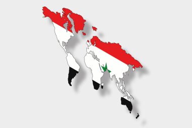 bir harita dünya fl ile 3D izometrik bayrağı çizimi