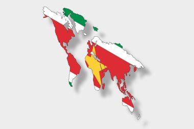 bir harita dünya fl ile 3D izometrik bayrağı çizimi