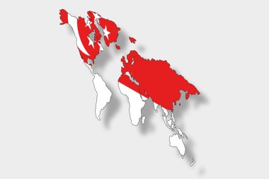 bir harita dünya fl ile 3D izometrik bayrağı çizimi