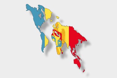 bir harita dünya fl ile 3D izometrik bayrağı çizimi