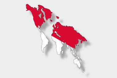 bir harita dünya fl ile 3D izometrik bayrağı çizimi