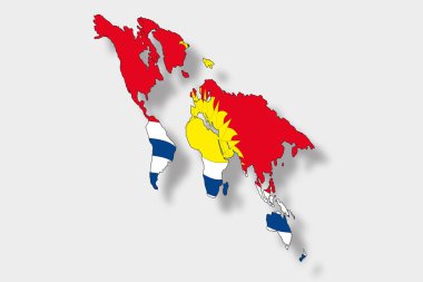 bir harita dünya fl ile 3D izometrik bayrağı çizimi