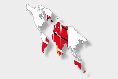 bir harita dünya fl ile 3D izometrik bayrağı çizimi