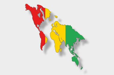 bir harita dünya fl ile 3D izometrik bayrağı çizimi