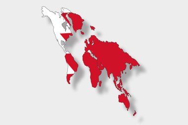 bir harita dünya fl ile 3D izometrik bayrağı çizimi