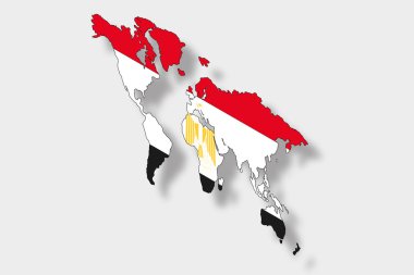 bir harita dünya fl ile 3D izometrik bayrağı çizimi