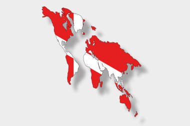 bir harita dünya fl ile 3D izometrik bayrağı çizimi