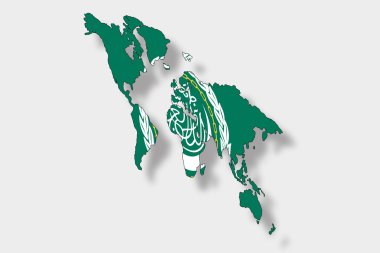 bir harita dünya fl ile 3D izometrik bayrağı çizimi