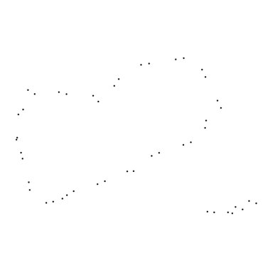 Ülke sayısı beyaz arka plan üzerinde izole anahat noktalı