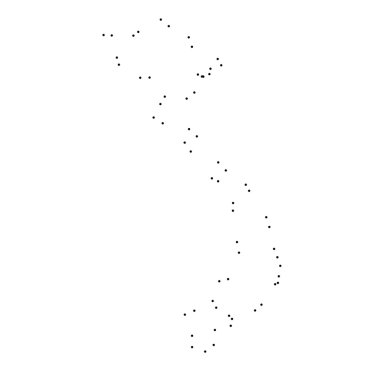 Ülke sayısı beyaz arka plan üzerinde izole anahat noktalı