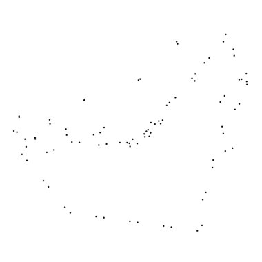 Ülke sayısı beyaz arka plan üzerinde izole anahat noktalı