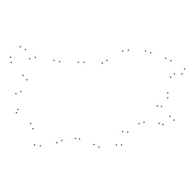 Ülke sayısı beyaz arka plan üzerinde izole anahat noktalı