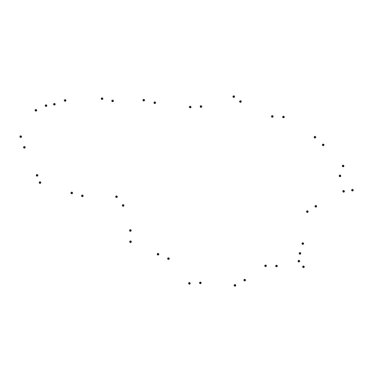 Ülke sayısı beyaz arka plan üzerinde izole anahat noktalı