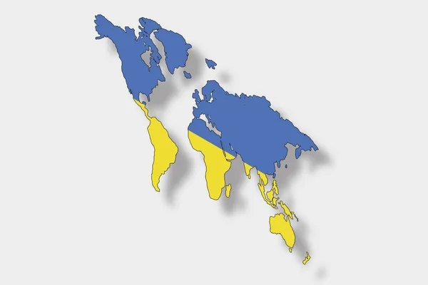 3D Isomric Flag Illustrazione di una mappa del mondo con il fl — Vettoriale Stock