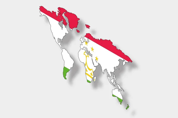 Bandera Isométrica 3D Ilustración de un mapa del mundo con el fl — Archivo Imágenes Vectoriales