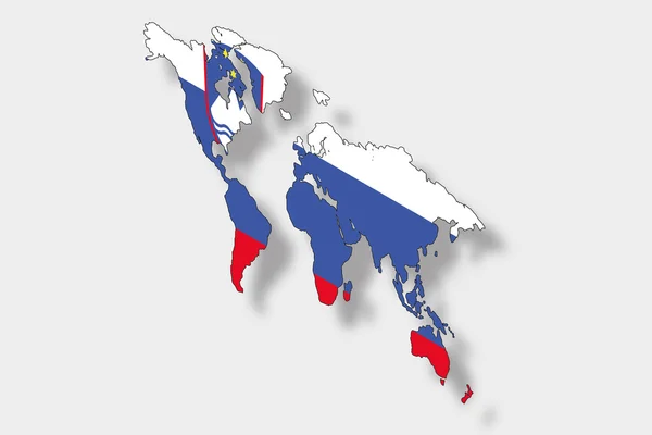 Bandeira Isométrica 3D Ilustração de um mapa do mundo com o fl —  Vetores de Stock