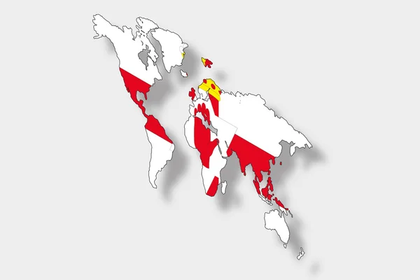 Bandeira Isométrica 3D Ilustração de um mapa do mundo com o fl — Vetor de Stock