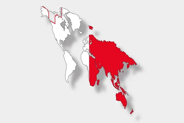 3D Isomric Flag Illustrazione di una mappa del mondo con il fl — Vettoriale Stock
