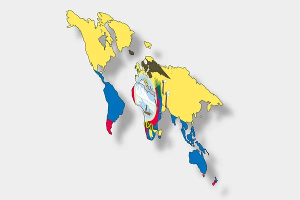 フロリダ州と世界の地図の 3 d の等尺性旗イラスト — ストックベクタ