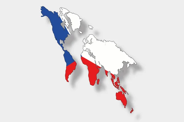 Bandera Isométrica 3D Ilustración de un mapa del mundo con el fl — Vector de stock