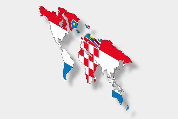 Drapeau ionique 3D Illustration d'une carte du monde avec le fl — Image vectorielle